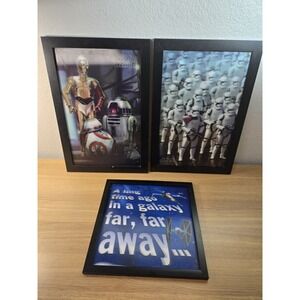 Lot of 3 -- Star Wars 3D Hologram Framed Wall Art Hobby Lobby Storm trooper R2D2